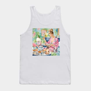 Breakfast in bed, preppy whimsical painting Tank Top